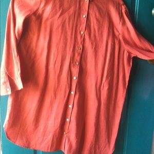 J Jill Irish Linen Orange Long Top Shirt